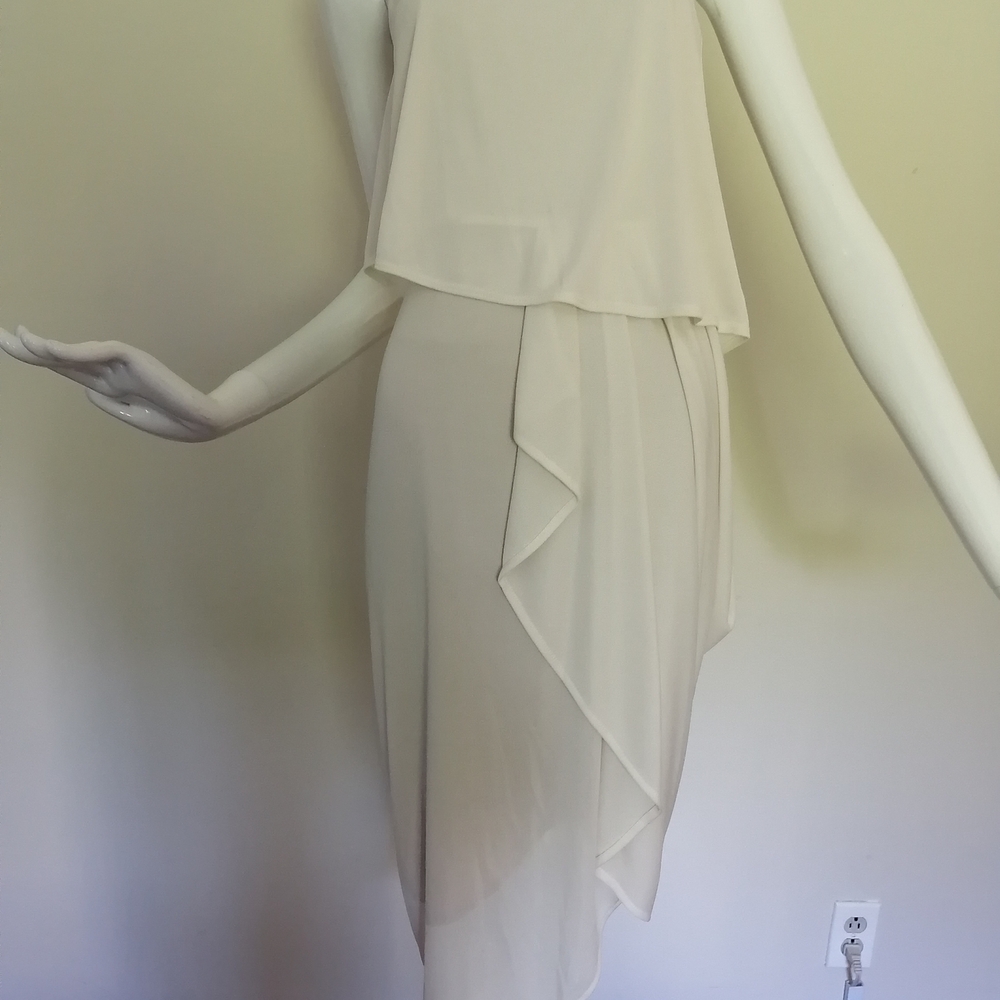 BCBGMaxAzria Asymmetrical Cream One-Shoulder Ruffle Dress - Picture 7 of 11